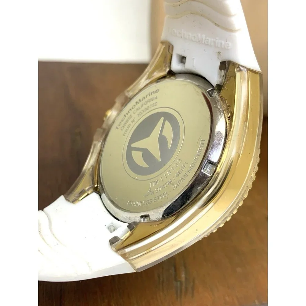 Technomarine Women's Watch TM-118133 Quartz Silver Gold White Rubber Strap 40mm